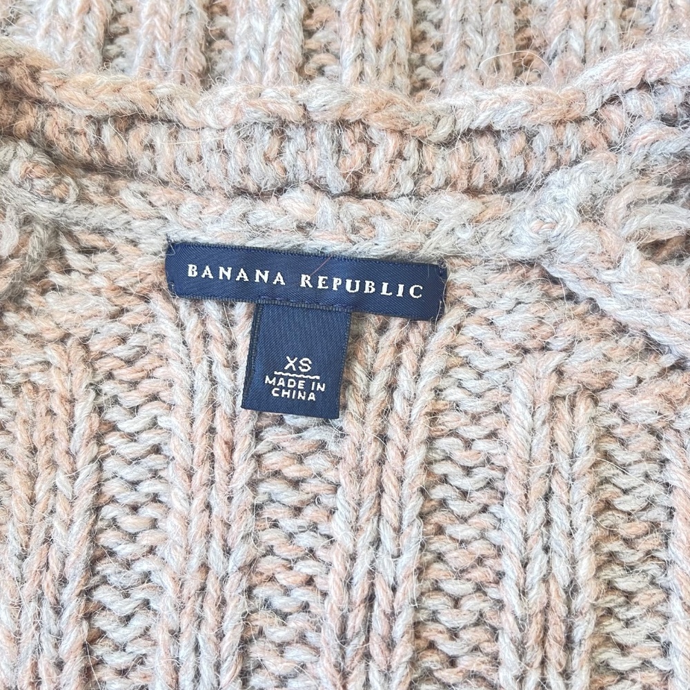 Banana Republic Brown Gray Marled Cable Tunic Sweater XSmall Wool Alpaca EUC - Picture 8 of 10